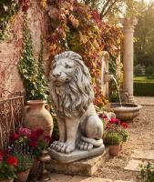 Löwen Figur Beton Steinfigur Blick links sitzend als Gartenfigur 53cm